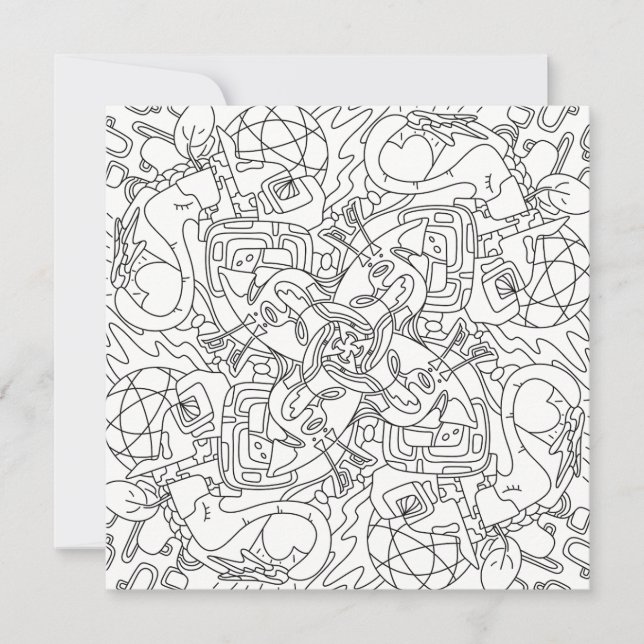 Doodles felices: Tarjeta plana de color mundial (Anverso)