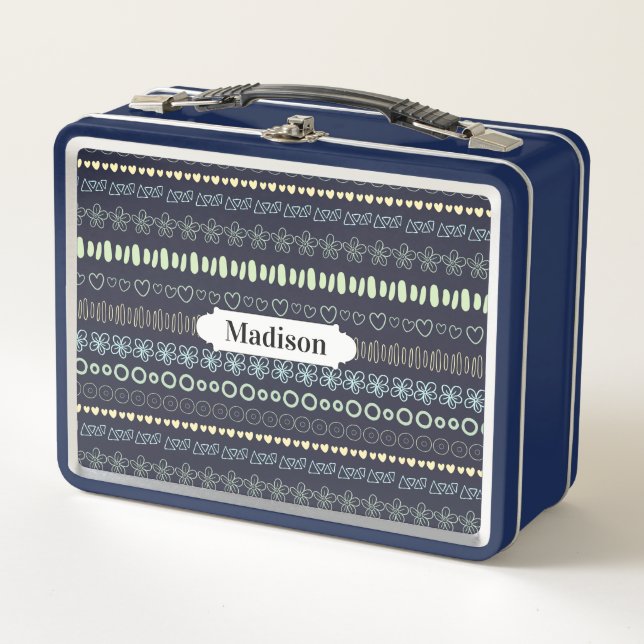 Doodles Patrón nombre personalizado cajas de almue (Anverso)