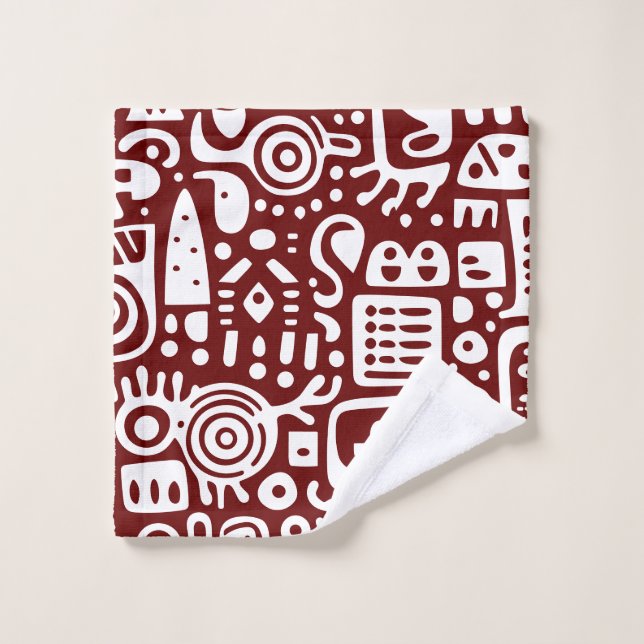 Doodles rojo y blanco oscuro 1 de 4 (Toallita)