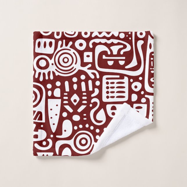 Doodles rojos y blancos oscuros 2 de 4 (Toallita)