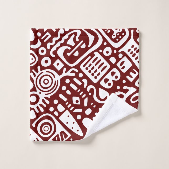 Doodles rojos y blancos oscuros 3 de 4 (Toallita)