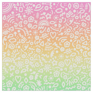 Doodles sobre tela de gradiente pastel arcoiris