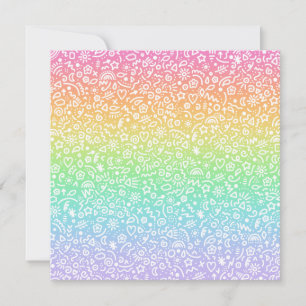 ¡Doodles! Tarjeta plana arcoiris