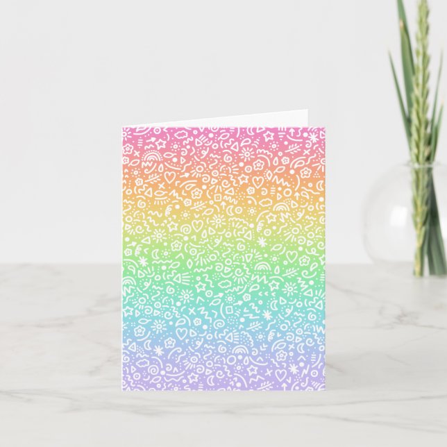 ¡Doodles! Tarjeta plegada arco iris (Anverso)