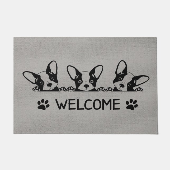 Doormat de Bulldog francés, alfombra de bienvenida (Anverso)