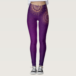 dorada mandala púrpura Leggings