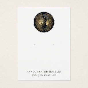 Dorado Celestial Negro Sol Luna Tocando Joyería