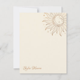 Dorado Celestial Sun & Moon en tarjeta de notas de