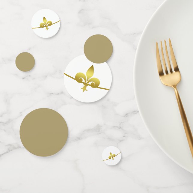 Dorado Fleur de Lis Wedding Shower Table Confetti (Grupo)