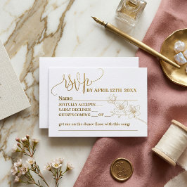 Dorado Floral Script Sagrado RSVP de Boda | Elegan
