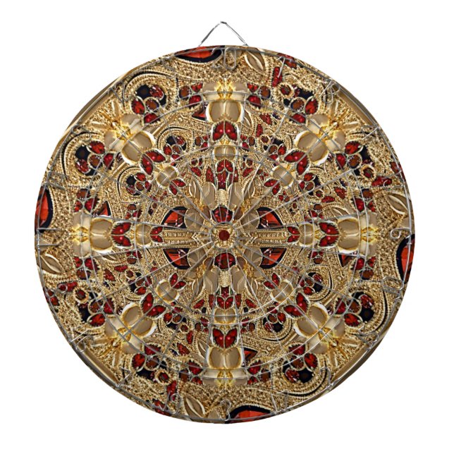 Dorado Flores Rojas Tablero Decorativo (Frente)