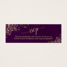 Dorado Frills Plum Purple Wedding RSVP Tarjeta en 