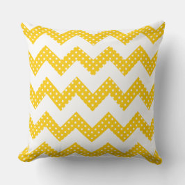 Dorado puntos blancos Chevron almohada decorativa