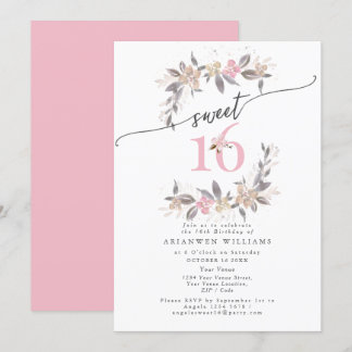 Dorado rosa de otoño dulce rosa 16 Invitación