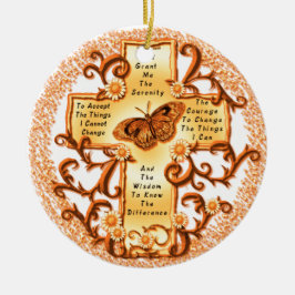 Dorado Serenity Cross round ceramic ornamento