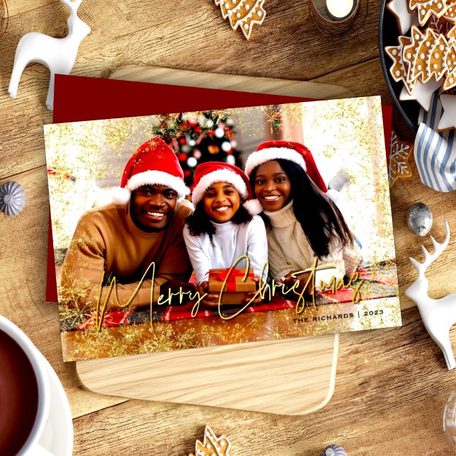 Dorado Sparkly Snowflings Navidad Roja Feliz (Subido por el creador)