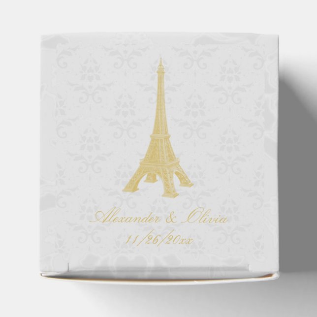 Dorado Torre Eiffel Damask Caja de Favor de la Bod (Parte superior)