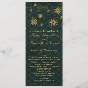 dorado verde Snowflakes programas de boda longitud