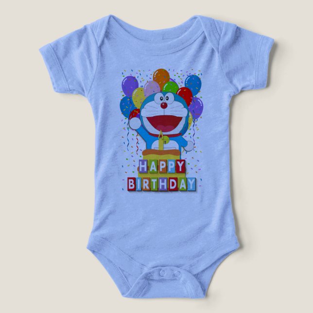 Doraemon con arte de pastel y globos  (Diseño delantero )