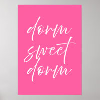Dorm Sweet Dorm Póster Rosa | Arte Preppy para Par