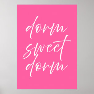 Dorm Sweet Dorm Póster Rosa   Arte Preppy para Par
