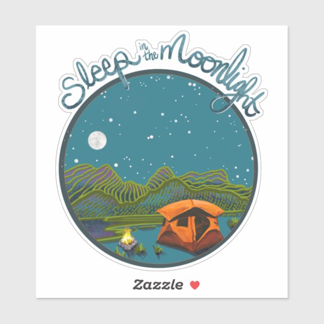 Dormir en el Pegatina de la luna (Hoja)