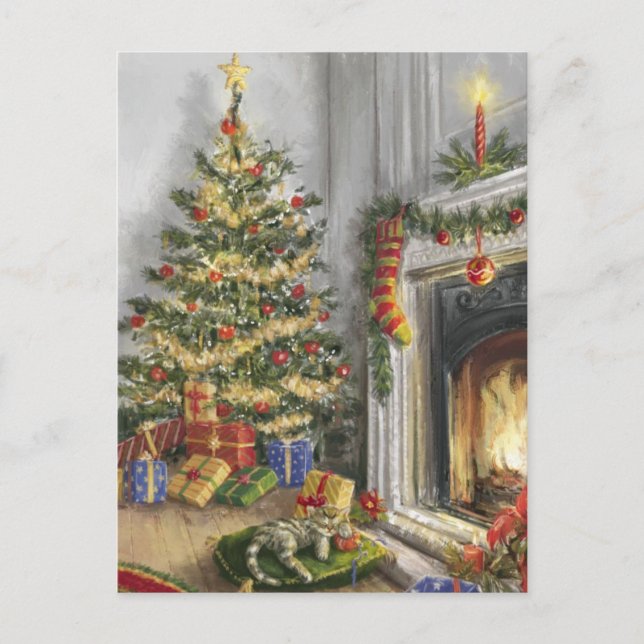 Dormir Kitty Por El Árbol De La Navidad (Anverso)