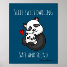 Dormir sano y salvo - Panda mamá y bebé Arte