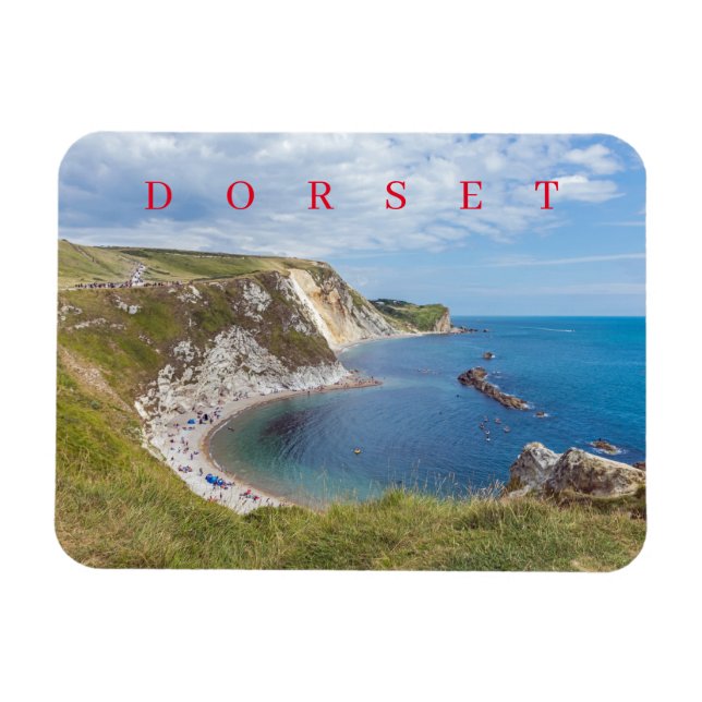 Dorset Man O'War beach view nevera imán (Horizontal)
