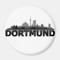 Dortmund City horizonte - imán de nevera