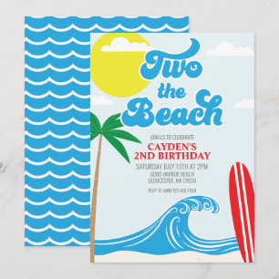 Dos a la playa Invitación de cumpleaños número 2 d