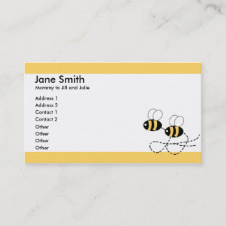 Dos abejas y tarjeta de visita amarilla del padre