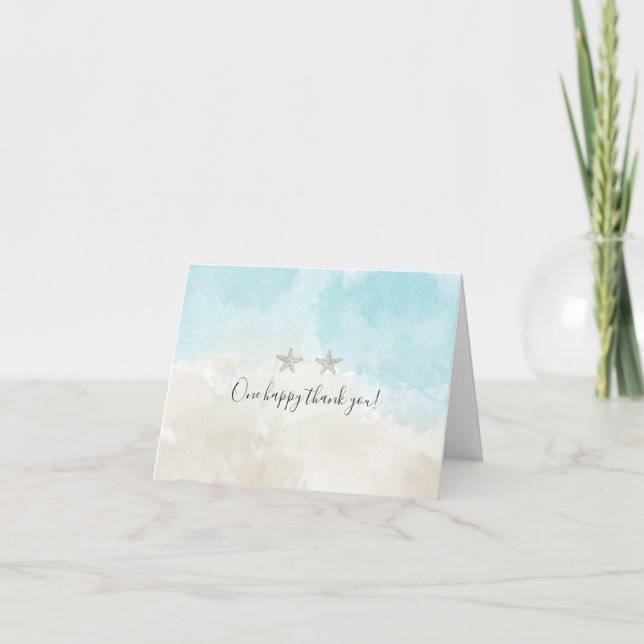 Dos acuarela Starfish Invitación de agradecimiento (Anverso)