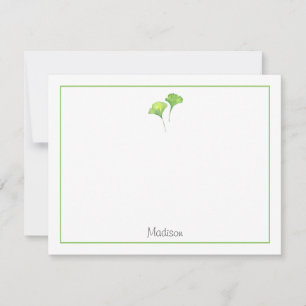 Dos acuarelas Gingko deja tarjeta plana de nota