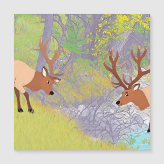 Dos alces en el bosque otoñal del río