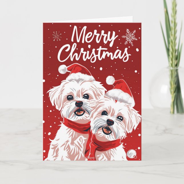 Dos Amigo Bichon Feliz Navidad Personalizado (Anverso)