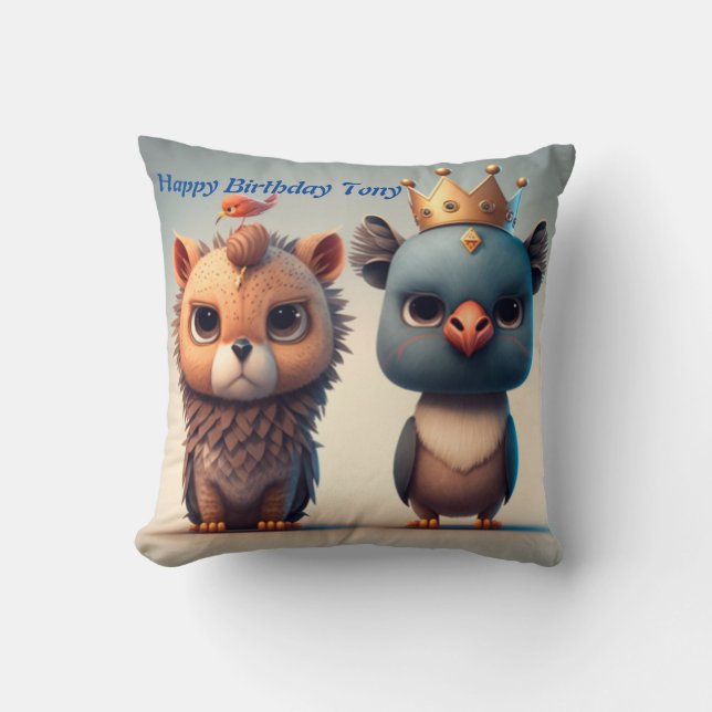 Dos amigos animales salvajes tiran almohada (Anverso)