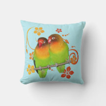 Dos amorosos pájaros en el Cojín decorativo
