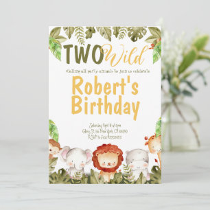 Dos animales salvajes de Safari invitaciones para