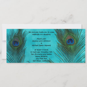 Dos Aqua Peacock Feathers Boda Invitación