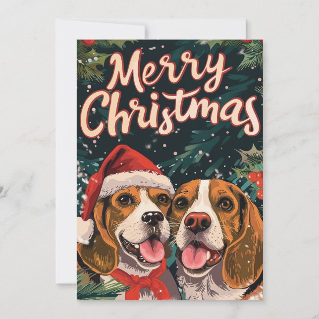 Dos Beagle Feliz Navidad (Anverso)