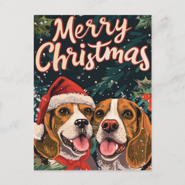 Dos Beagle Feliz Navidad (Anverso)