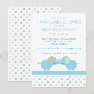 Dos bebés elefantes bebés invitaciones a ducha