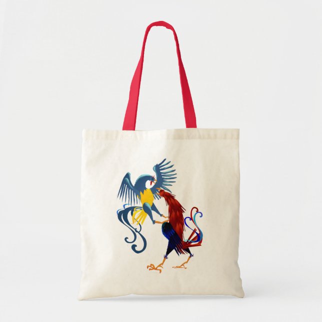 Dos bolsos coloridos de los gallos que luchan (Frente)