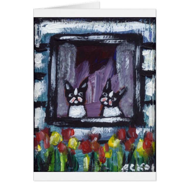 dos bostons en ventana (Frente)