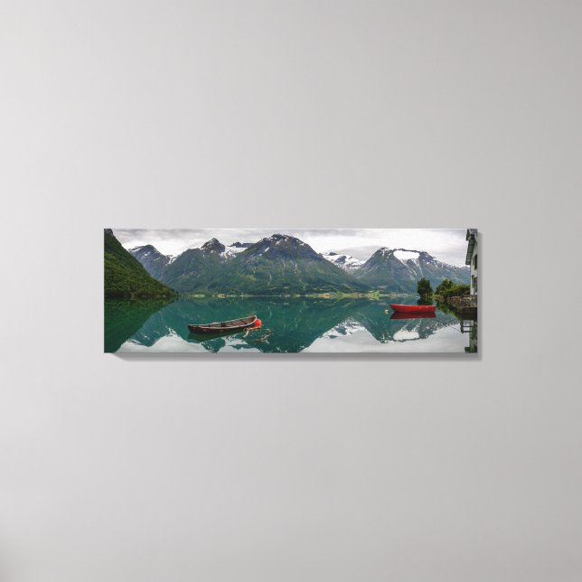 Dos botes de remos con reflejo en un lienzo de lag (Anverso)