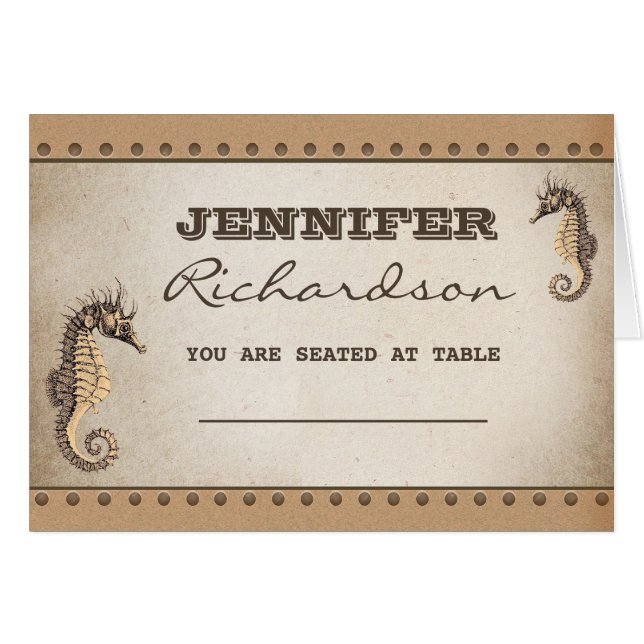 dos caballitos de mar tarjetas de boda náutico (Anverso (Horizontal))