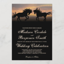Dos caballos en las invitaciones a la boda campest