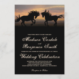 Dos caballos en las invitaciones a la boda campest
