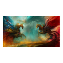 Dos caballos galopando arte abstracto moderno 2 po